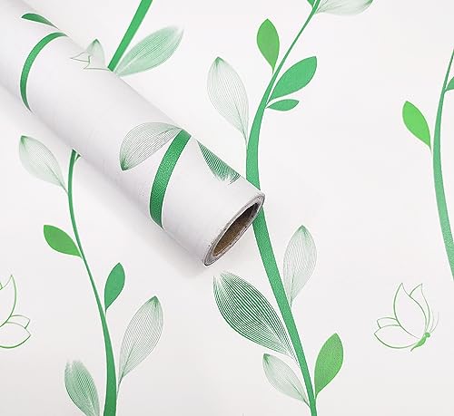 Image of Self Adhesive Decorative Peel Stick Waterproof Wallpaper Wall Decor Removable Wall Paper for Living Room Hall Decoration PVC Vinyl DIY Contact Paper 45x304cm (Leaf -1)