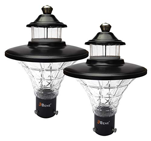 Image of BENE Smuk Outdoor Gate Light, Black, Round, 21cms, Pack of 2