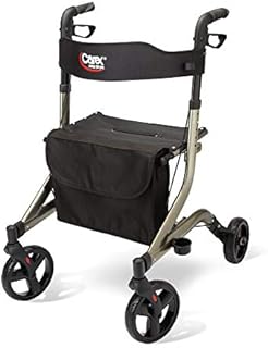 Carex Crosstour Rolling Walker Rollator - Rolling Walker with Seat - Folding, Euro Style Rollator, 4 Wheel Walker for Seniors- 300lb Capacity