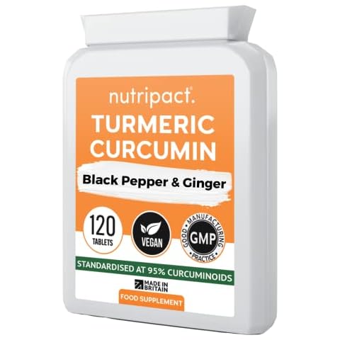 Turmeric Tablets 5000mg with Black Pepper and Ginger - 95% Curcuminoids - 120 High Strength Tumeric Curcumin Supplements (Not Turmeric Capsules or Powder) - Vegan & Gluten Free Cover
