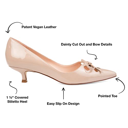 Journee Collection Womens LUTANA Patent Leather Pumps Beige 7.5 Medium (B,M)2