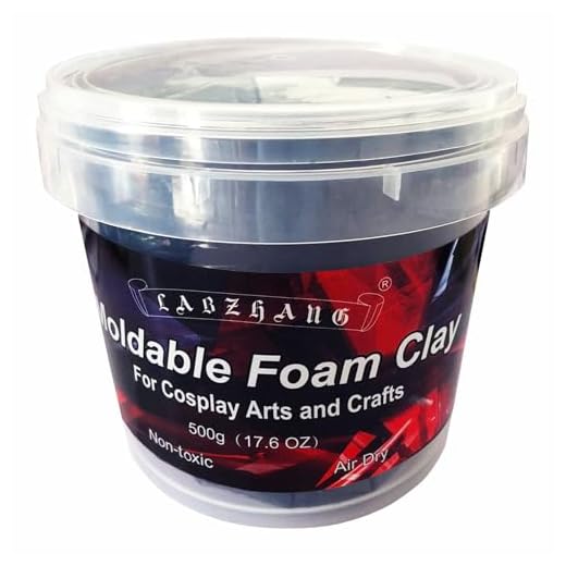 500g Cosplay Foam Clay,Lightweight Sculpting Foam, Air Dry Clay for Cosplay and Costumes,Moldable Foam Clay for Intricate Designs, Cutting or Rotary Tool, Sanding or Shaping (Black)