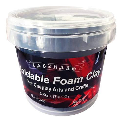 500g Cosplay Foam Clay,Lightweight Sculpting Foam, Air Dry Clay for Cosplay and Costumes,Moldable Foam Clay for Intricate Designs, Cutting or Rotary Tool, Sanding or Shaping (Black)