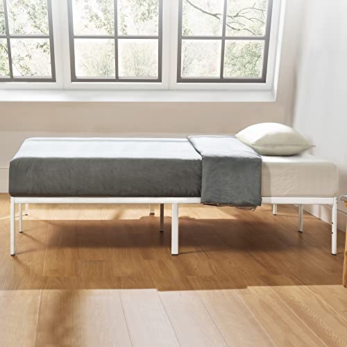 Image of Best Price Mattress 14 Inch Metal Platform Bed Frame, Heavy Duty Steel Slats, White, Twin