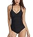 Produktbild Dolphinfly Damen Einteiler Badeanzug V-Ausschnitt Badebekleidung Figurformend Bademode Bauchweg Push-up Bikini Strandmode(Schwarz XXL)