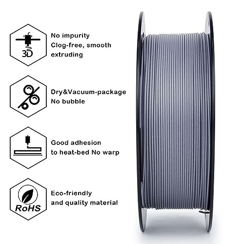 Image of ZIRO Carbon Fiber PLA Filament 1.75mm, Tough 3D Printer Filament, Reinforced Printing 0.8KG, 15% Carbon Fiber Contained, Fits for Almost All FDM 3D Printers, 1.76lbs, Space Gray
