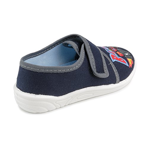Daniel 836 Toddler Boys' Navy Blue Hook-and-Loop Natural Canvas Embroidered Slip-On2