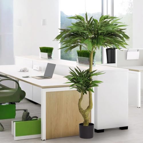 5FT Artificial Willow Tree in Pot, Tall Faux Trees with Lifelike Leaves for Indoor Outdoor Home...