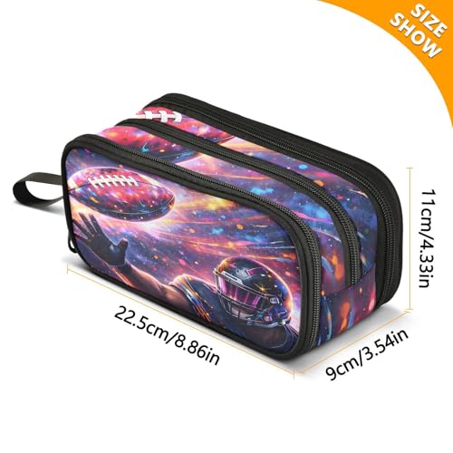 Image of Space Football Galaxy Large Capacity Pencil Case Box Boys Girls Big Stationery Pen Bag Organizer Pencil Pouch Zipper Compartments for School Office