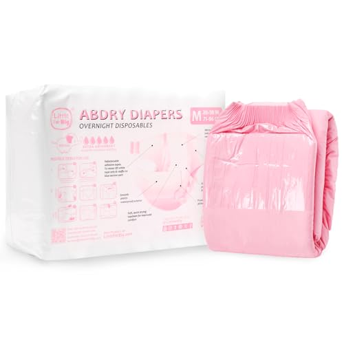 LittleForBig Pañal para Adultos con Cintas Ajustables 10 Piezas - ABDry Ultra Absorbentes Rosa (Medium 71-96 cm)