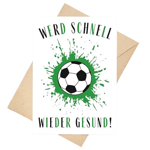 Gute Besserung Karte Fußball Klappkarte Genesungskarte DIN A6 Gute Besserung Karte Fußball Klappkarte Genesungskarte DIN A6