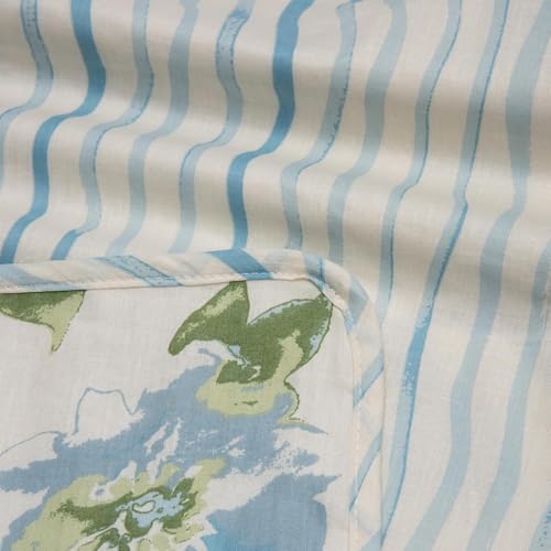Image of HUESLAND 100% Cotton Reversible Dohar Double Bed Cotton | Soft Cambric Weave, Lightweight AC Blanket Double Bed for Summer & All Weather Use | 86 x 94 inches, Floral Fusion
