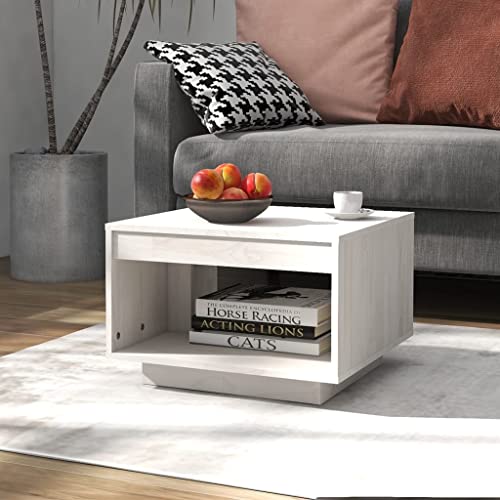 Table basse en bois de pin massif blanc, meuble robuste salon - 3