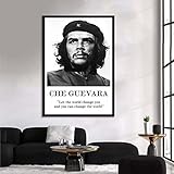  Bereit zum Aufhängen. Schwarzweiss-Che Guevara-Zitat-Porträt-Gemälde-Druck auf Leinwand. Leinwand Wandkunst Bild für Wohnzimmer 80x112cm (32x44in) gerahmt