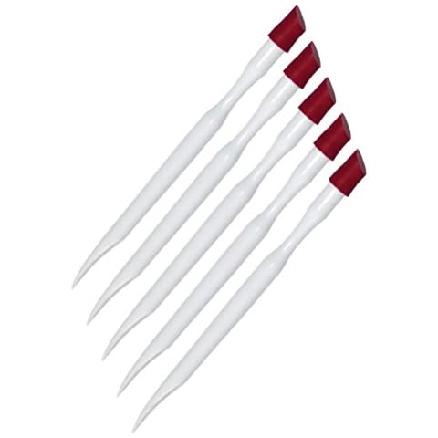 Pack of 5 Horse Foot / Hoof Sticks / Manicure Sticks / Cuticle Pusher White with Soft Rubber Hip Cover