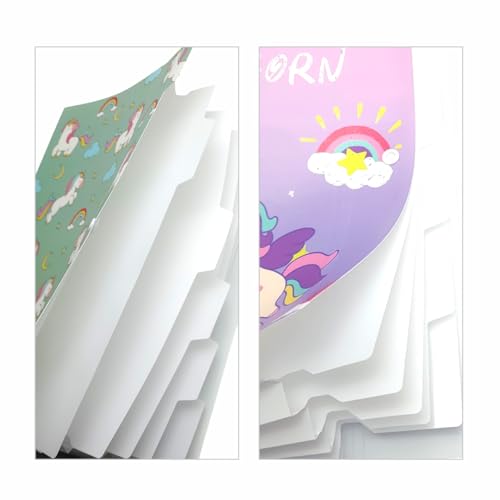 Image of Crackles Unicorn File Folder with Button Lock - Unicorn Theme Certificates Holder with 6 Layers, Office Documents File, Expandable Folders for Documents (Pack of 10, Random Print)