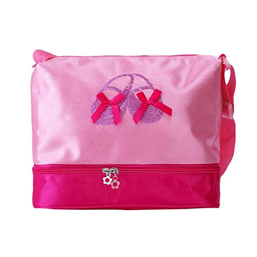 cheerfulus Bolso Bandolera Rosa Princesa Ballet Latino para niñas Bailarín Bailarina Adolescente Rosa con Compartimentos Doble Capa, Correa Ajustable