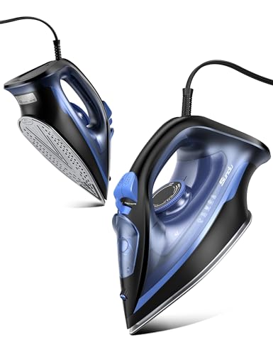 Image of Home Steam 1500W Blue Steam Iron & Vertical Steamer, 350ml Leak-Proof Tank, Auto-Off Safety, Burst of Steam, Self-Clean, Anti-Calc, Anti-Drip, Ceramic Soleplate Dark Blue