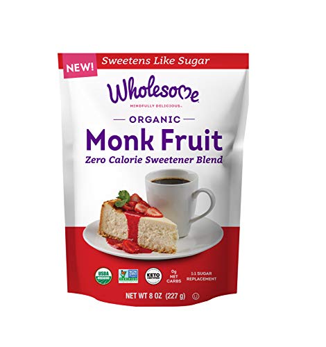 Wholesome Organic Monk Fruit Sweetener, Zero Calorie, Keto Certified, No Glycemic Impact, Non GMO, Gluten Free & Vegan, 8 oz. (Pack of 1)