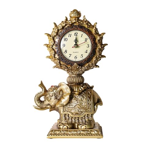 Reloj de escritorio vintage, reloj de pie - Resina reloj de mesa con puntero de metal,Estatua de animales única, decoración retro de la sala de estar para el hogar, apartamento, dormitorio, lugar de