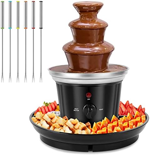 MINI Chocolate Fountain,16Oz Chocolate Fondue Fountain,3-Tier Electric Melting Machine,with 6PCS Fondue Fork,Hot Chocolate Fondue With Removal Fruits/Nuts/Treats Serving Tray,for BBQ Sauce,Ranch,Nacho Cheese,Liqueurs MINI Chocolate Fountain,16Oz Chocolate Fondue Fountain,3-Tier Electric Melting Machine,with 6PCS Fondue Fork,Hot Chocolate Fondue With Removal Fruits/Nuts/Treats Serving Tray,for BBQ Sauce,Ranch,Nacho Cheese,Liqueurs