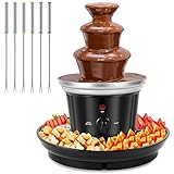 Chocolate Fondue Fountain, 32-Ounce Stainless Steel Electirc Chocolate Fondue Set, 3-Tier Chocolate Melting Foundue Set for Chocolate/Butter/Candy