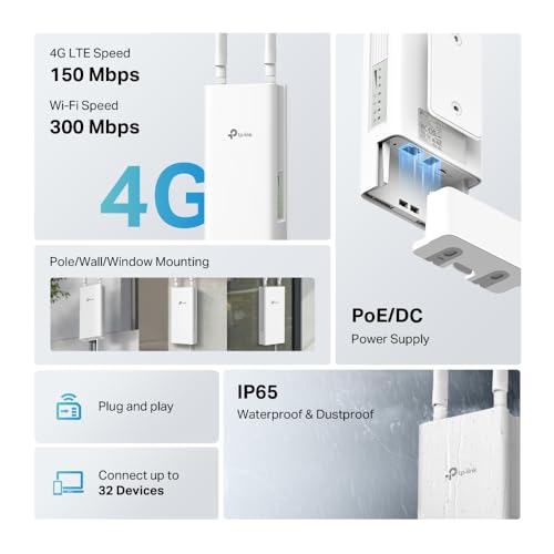 TP Link Router 4G LTE TL MR100 Outdoor Bianco con SIM Card 300 Mbps Antenne Rimovibili - vue 5