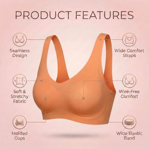 Image of UnderFlex Seamless Sports Ice Silk Bra for Women Wireless Breathable Summer Invisible No-Line T-Shirt Bra Soft Padded Everyday Comfort Bra Lightweight Stretch Gather Support Lingerie
