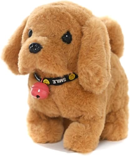 Zetify 犬の動くぬいぐるみ犬電動サウンド付きペットシミュレーション電子ペット子供ロボット犬ペット給餌知育玩具想像力トレーニングキャラクター遊び、女の子、男の子、ギフト (イエロー)