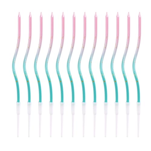 12pcs Spiral Cake Candles, Twist Slim Long Birthday Cake Candles