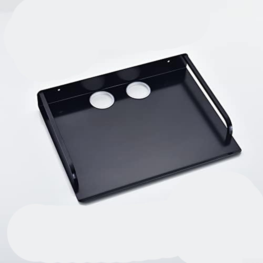 Supporto da parete per proiettore e ripiano galleggiante per Media Box, router e console di gioco, 33 x 25 x 4,2 cm, in alluminio spaziale resistente con foro per cavi, design elegante nero