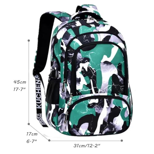 Image of Ladyzone Camo School Backpack Lunch Box Set Lightweight Schoolbag Travel Camp Outdoor Daypack