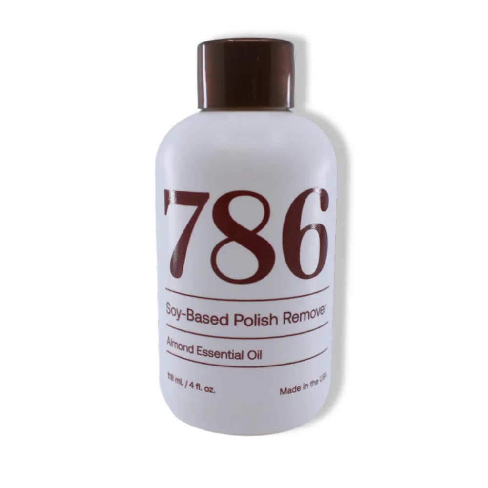 786 Cosmetics Soy-Based Nail Polish Remover - Acetone Free, with Almond Essential Oil, Gentle Nail Polish Remover, Non-Toxic, Non-Flammable, Promotes Healthy & Moisturized Nails