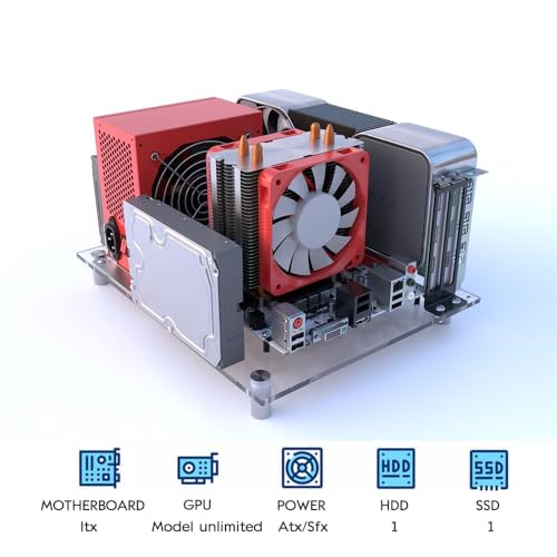 Gabinete para PC abierto de acrílico para pruebas y montaje DIY, soporte para placas base ATX, Micro-ATX y Mini-ITX, disipación térmica miniatura 4