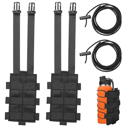 2uds Soportes para Botellas de Agua para Molle, Bolsa de Transporte de Nailon para Botellas Deportivas con Cordón Superior e Inferior de Malla Portabotellas Portavasos para Acampar al Aire Libre