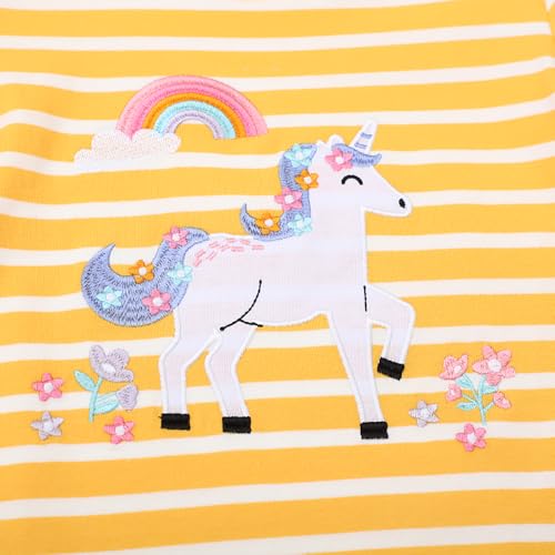 Image of Toddler Girls T-Shirt Short Sleeve Shirt Unicorn Bunny Print Cute Summer Tops Tees Dinosaur Graphic