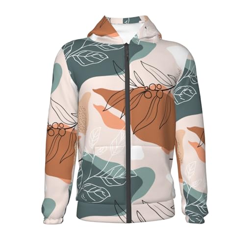 Flowers and Leave Kid Hoodies Boys Zip Up Sweatshirts Girls Pullover with Pocket2