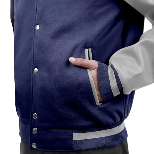 Image of Baseball Wool Letterman Varsity Faux Leather Sleeve For Men | Wool Varsity Bomber Jacket