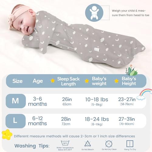 Image of ZIGJOY Swaddle Sleep Sack 6-12 Months, 1.0 Tog Cotton Baby Swaddle Blanket