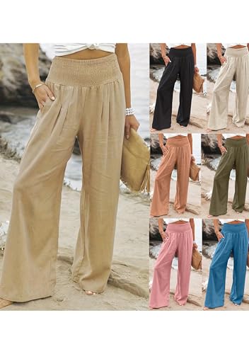 BOFETA Women's Fashion Wide Leg Pants Casual Business Trousers with Pocket Loose High Waisted Pants3