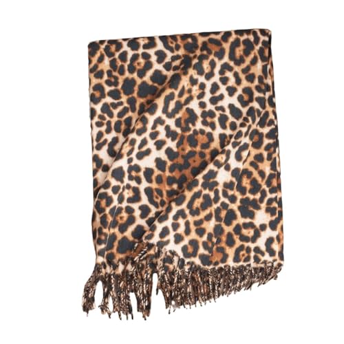 Women Cheetah Pashmina Winter Warm Cashmere Scarf Soft Long Tassels Oversize Chunky Shawl Scarves Wraps