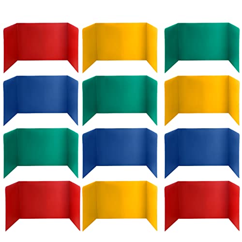 Schul-Sichtschutz-Tafeln, Klassenzimmer, Karton, Schreibtisch-Trennwände, bunte Sichtschutz-Ordner für Schüler, Studentenbedarf, 4 Farben (12) Cover