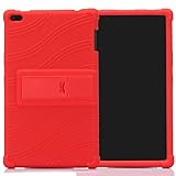 Juaupepo Soft Silicone Case for Lenovo TAB4 8(TB-8504F/N), with Kickstand Shockproof Protective Cover with Thickened Cornors Kids Friendly (Red)