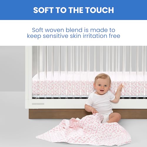 Image of Delta Children Fitted Crib Sheets for Girls and Boys - Crib Sheet for Standard Crib and Toddler Mattresses - 28x52 Inch (Pack of 3), Pink Floral
