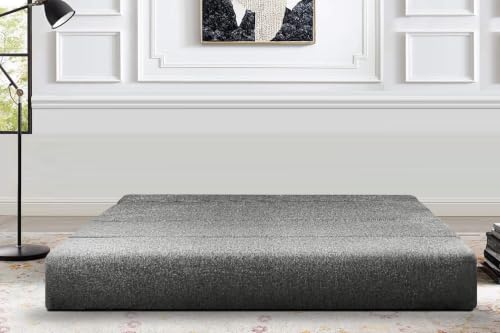 Image of Los Angeles Foldable Three Seater Sofa Cum Bed, Sofa Bed 5 X 6 Feet Jute Fabric Washable Cover- Including Cushion Perfect for Living Room - Grey