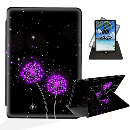 ETLKJVBL for iPad 9th/ 8th/ 7th Generation 10.2 Inch (2021/2020/2019 Release) Case - 360 Degree Rotating Stand Cover, Auto Sleep/Wake, Two Purple Dandelions