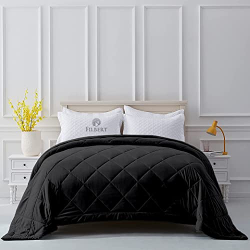 Image of Filbert Microfiber 250 GSM Diamond Stitch Single Bed Comforter Blanket for All Season Light Weight (60 inch x 90 inch Inches /152cm x 228cm) - Comforter Single Bed|Black