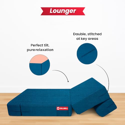 Image of CELLBELL Comfy Sofa Cum Bed 5x6.25 Feet | Foldable Dual Use Couch Bed with Soft Cushions, Washable Fabric Cover & Sturdy Frame | Space Saving Modern Design for Living Room, Bedroom & Guest Use (Teal)