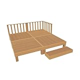 人工木ウッドデッキ 8点セット 1坪 連結用ネジ付 樹脂 デッキ 縁台 (ブラウン)