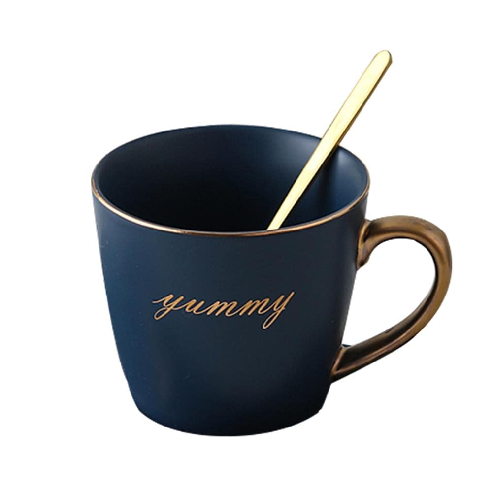 Coupe d'anniversaire couple en céramique coffret cadeau bleu et or